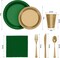 Exquisite 350 Pcs Plastic Plates for Party – Disposable Plates Set – 50 Each of 9" Dinner Plates, 7" Dessert Plates, Plastic Cups, Napkins & Plastic Cutlery – Plastic Dinnerware by Party Solids